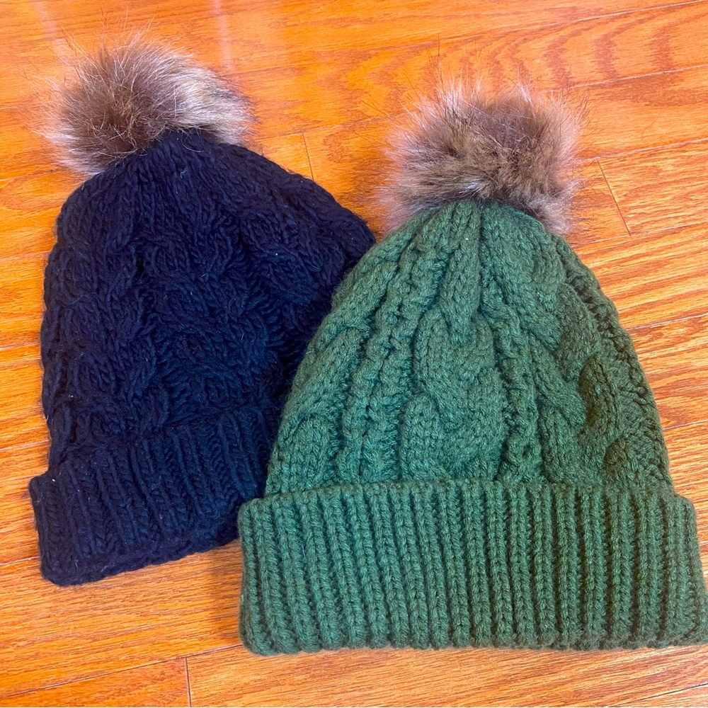 Pair of cable knit hats